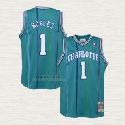 Maglia Muggsy Bogues NO 1 Charlotte Hornets Hardwood Classics 1992-93 Verde