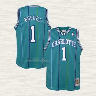 Maglia Muggsy Bogues NO 1 Charlotte Hornets Hardwood Classics 1992-93 Verde