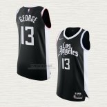 Maglia Paul George NO 13 Los Angeles Clippers Citta Autentico 2020-21 Nero