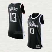 Maglia Paul George NO 13 Los Angeles Clippers Citta Autentico 2020-21 Nero