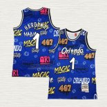 Maglia Penny Hardaway NO 1 Orlando Magic Mitchell & Ness Slap Sticker 1994-95 Blu