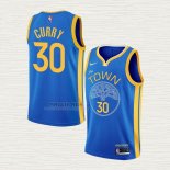 Maglia Stephen Curry NO 30 Golden State Warriors Earned 2022-23 Blu