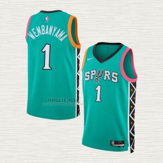 Maglia Victor Wembanyama NO 1 San Antonio Spurs Citta 2022-23 Verde