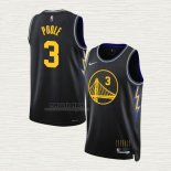 Maglia Jordan Poole NO 3 Golden State Warriors Citta 2021-22 Nero