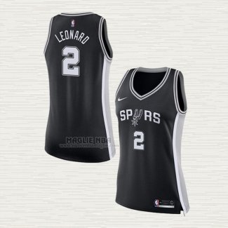 Maglia Kawhi Leonard NO 2 Donna San Antonio Spurs Icon 2017-18 Nero