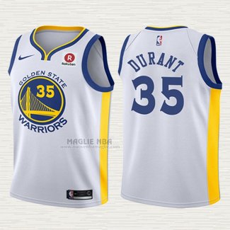 Maglia Kevin Durant NO 35 Bambino Golden State Warriors 2017-18 Bianco