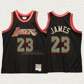 Maglia Lebron James NO 23 Los Angeles Lakers Mitchell & Ness 2018-19 Nero