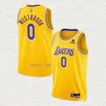 Maglia Russell Westbrook NO 0 Los Angeles Lakers 75th Anniversary 2021-22 Giallo