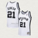 Maglia Tim Duncan NO 21 San Antonio Spurs Mitchell & Ness 1998-99 Bianco