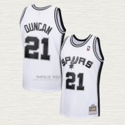 Maglia Tim Duncan NO 21 San Antonio Spurs Mitchell & Ness 1998-99 Bianco