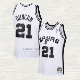Maglia Tim Duncan NO 21 San Antonio Spurs Mitchell & Ness 1998-99 Bianco