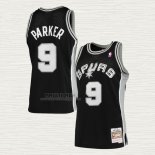 Maglia Tony Parker NO 9 San Antonio Spurs Mitchell & Ness 2001-02 Nero