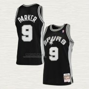 Maglia Tony Parker NO 9 San Antonio Spurs Mitchell & Ness 2001-02 Nero