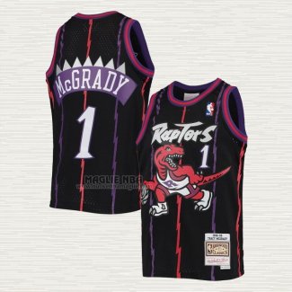 Maglia Tracy Mcgrady NO 1 Toronto Raptors Mitchell & Ness 1998-99 Nero