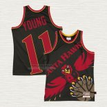 Maglia Trae Young NO 11 Atlanta Hawks Mitchell & Ness Big Face Nero