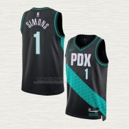 Maglia Anfernee Simons NO 1 Portland Trail Blazers Citta 2022-23 Nero