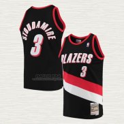 Maglia Damon Stoudamire NO 3 Portland Trail Blazers Hardwood Classics Throwback Nero
