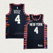 Maglia Derrick Rose NO 4 New York Knicks Citta Edition 2019-20 Blu