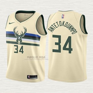 Maglia Giannis Antetokounmpo NO 34 Bambino Milwaukee Bucks Citta Crema