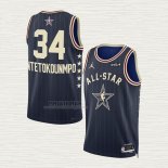 Maglia Giannis Antetokounmpo NO 34 Milwaukee Bucks All Star 2024 Blu