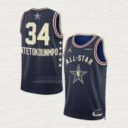 Maglia Giannis Antetokounmpo NO 34 Milwaukee Bucks All Star 2024 Blu