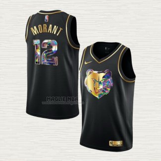 Maglia Ja Morant NO 12 Memphis Grizzlies Golden Edition 2021-22 Nero