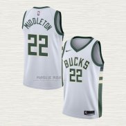 Maglia Khris Middleton NO 22 Milwaukee Bucks Association Bianco