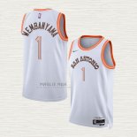 Maglia Victor Wembanyama NO 1 San Antonio Spurs Citta 2023-24 Bianco