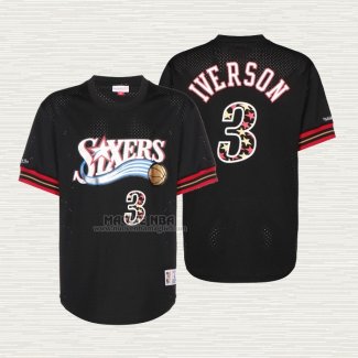 Maglia Allen Iverson NO 3 Philadelphia 76ers Manica Corta Nero2