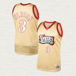 Maglia Allen Iverson NO 3 Philadelphia 76ers Mitchell & Ness 1997-98 Or