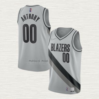 Maglia Carmelo Anthony NO 00 Portland Trail Blazers Earned 2020-21 Grigio
