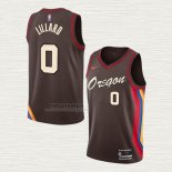 Maglia Damian Lillard NO 0 Portland Trail Blazers Citta 2020-21 Marrone