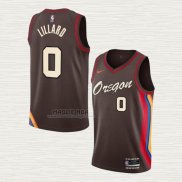 Maglia Damian Lillard NO 0 Portland Trail Blazers Citta 2020-21 Marrone