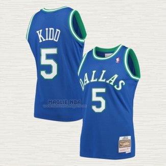 Maglia Jason Kidd NO 5 Dallas Mavericks Mitchell & Ness 1994-95 Blu