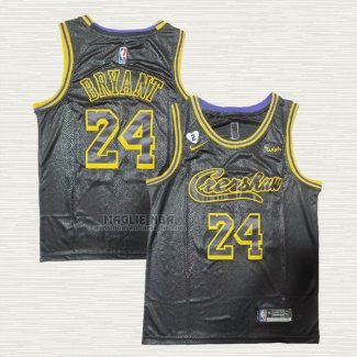 Maglia Kobe Bryant NO 24 Los Angeles Lakers Crenshaw Black Mamba Nero