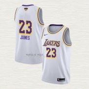 Maglia Lebron James NO 23 Los Angeles Lakers Association 2020 Final Bound Bianco