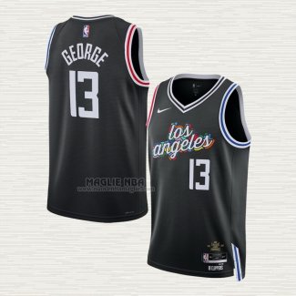 Maglia Paul George NO 13 Los Angeles Clippers Citta 2022-23 Nero