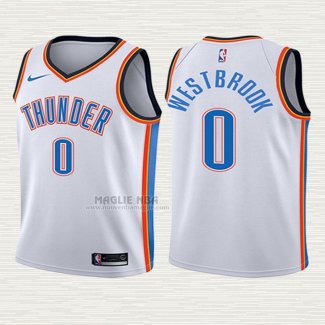 Maglia Russell Westbrook NO 0 Bambino Oklahoma City Thunder Association 2017-18 Bianco