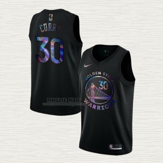 Maglia Stephen Curry NO 30 Golden State Warriors Iridescent Logo Nero