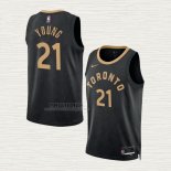 Maglia Thaddeus Young NO 21 Toronto Raptors Citta 2022-23 Nero