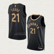 Maglia Thaddeus Young NO 21 Toronto Raptors Citta 2022-23 Nero