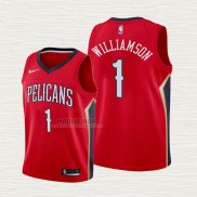 Maglia Zion Williamson NO 1 Bambino New Orleans Pelicans Statement 2019-20 Rosso