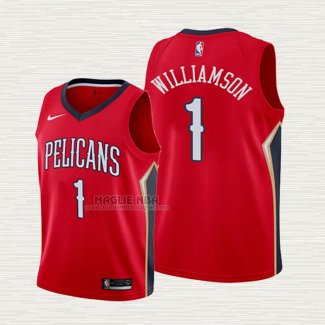 Maglia Zion Williamson NO 1 Bambino New Orleans Pelicans Statement 2019-20 Rosso
