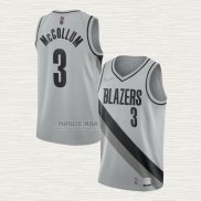 Maglia CJ McCollum NO 3 Portland Trail Blazers Earned 2020-21 Grigio