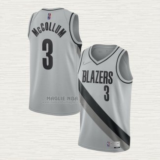 Maglia CJ McCollum NO 3 Portland Trail Blazers Earned 2020-21 Grigio