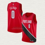 Maglia Damian Lillard NO 0 Portland Trail Blazers Statement 2019-20 Rosso