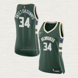 Maglia Giannis Antetokounmpo NO 34 Donna Milwaukee Bucks Icon Verde
