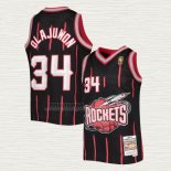 Maglia Hakeem Olajuwon NO 34 Houston Rockets Mitchell & Ness 1996-97 Nero