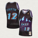 Maglia John Stockton NO 12 Utah Jazz Mitchell & Ness 1996-97 Nero