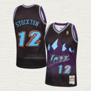 Maglia John Stockton NO 12 Utah Jazz Mitchell & Ness 1996-97 Nero